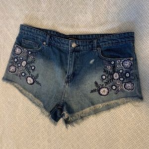 Forever 21 Embroidered Jean Shorts